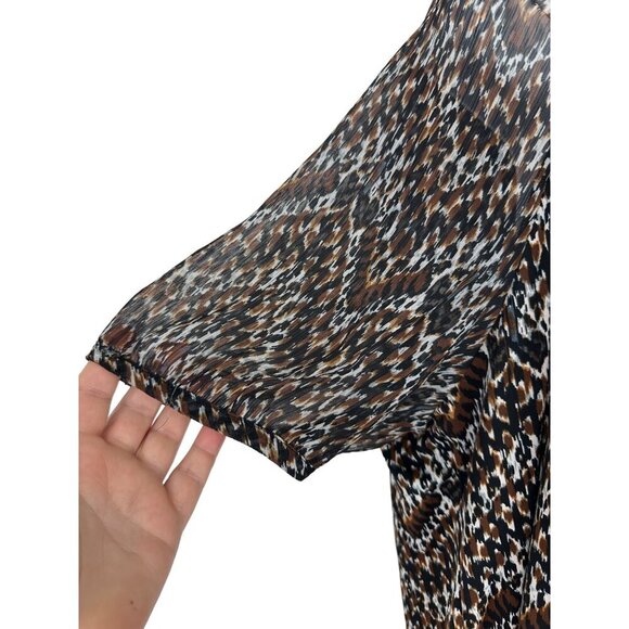 Lane Bryant Cheetah Zigzag Square Neck Elastic Sleeves Top Womens Size 22/24 - Picture 4 of 8